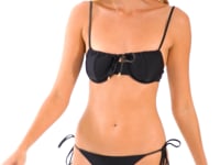 Carregar e reproduzir vídeo no visualizador da galeria, Video: Rio De Sol Calcinha Bottom Shimmer-Black Cheeky-Tie-Gold
