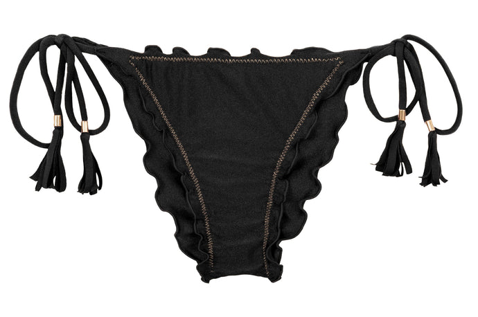 Product Front: Rio De Sol Calcinha Bottom Shimmer-Black Frufru