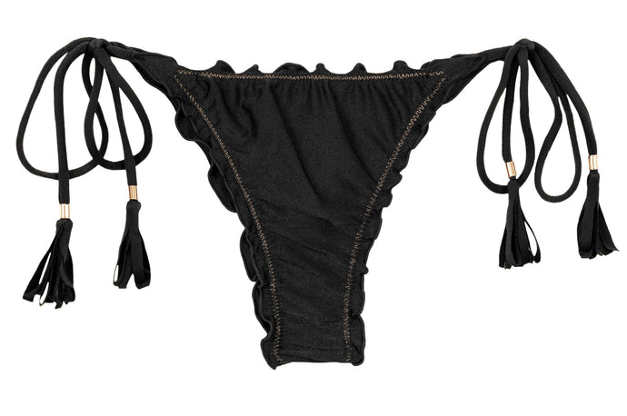 Product Front: Rio De Sol Calcinha Bottom Shimmer-Black Frufru-Fio