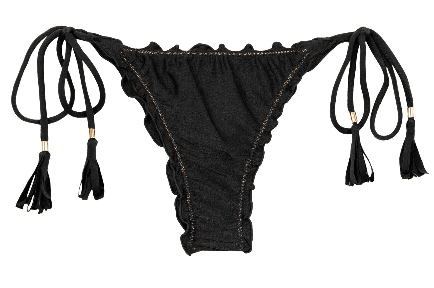 Product Front: Rio De Sol Calcinha Bottom Shimmer-Black Frufru-Fio